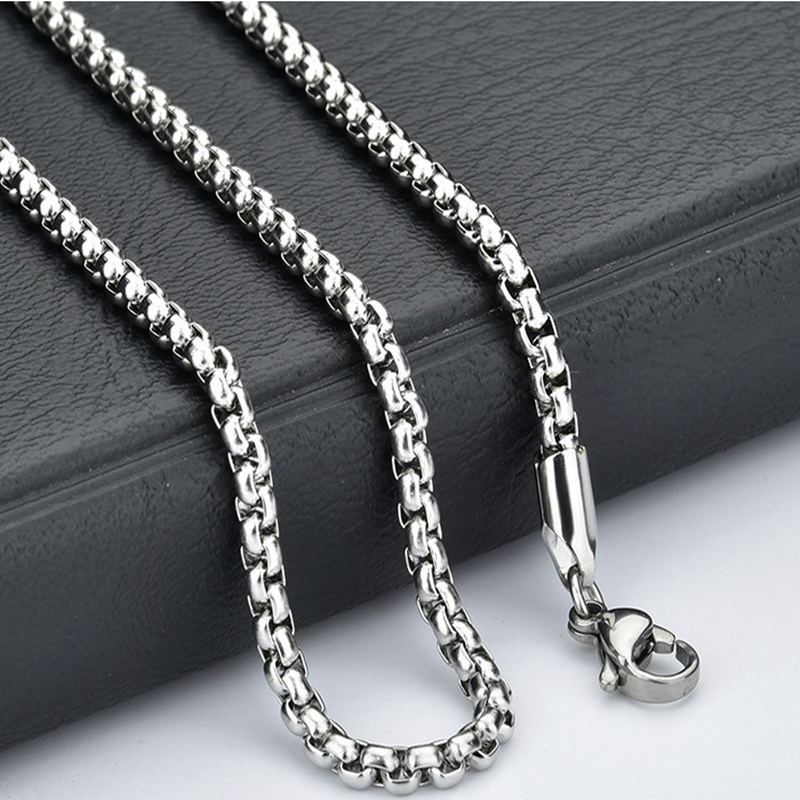 Fashion Unisex 316L Stainless Steel Round Box Chain Necklace Hot Gift ...