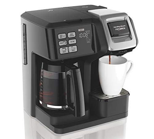 Hamilton Beach (49976) FlexBrew Coffee Maker, Single Serve & Full Coffee Pot, Compatible with Single-Serve Pods or Ground Coffee, Programmable, Black