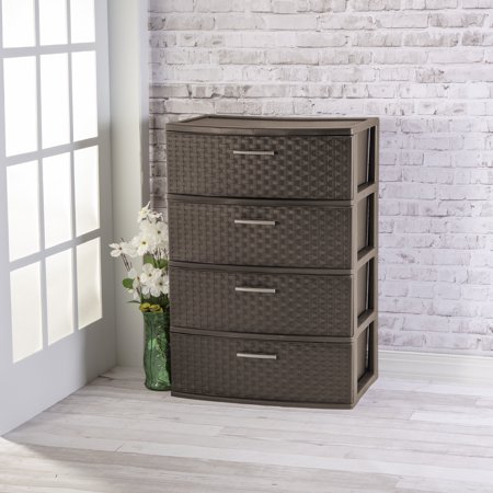 Sterilite, 4 Drawer Wide Weave Tower, Espresso | Deals Roller