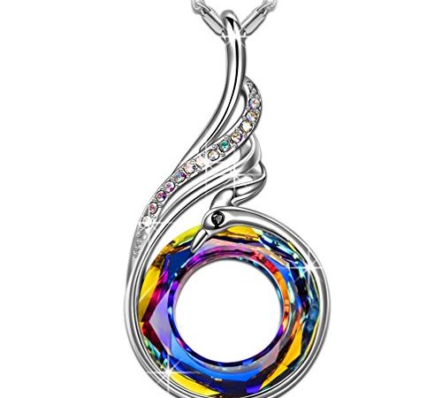 Kate Lynn Woman Swarovski Crystals Phoenix Pendant Necklace Valentine Gifts for Women for Her Birthday Gifts for Wife Ladies Gift Teen Girl Sister Mom Daughter