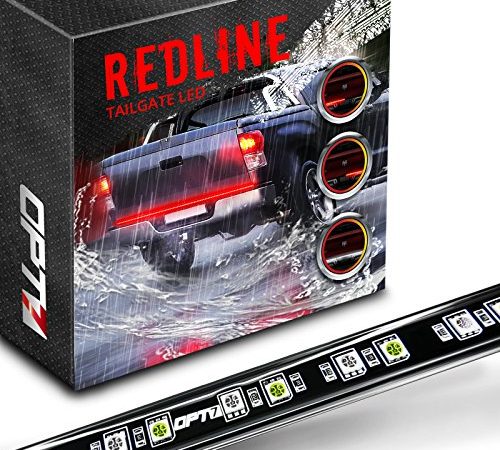 OPT7 60" Redline LED Tailgate Light Bar - TriCore LED - Weatherproof Rigid Aluminum No-Drill Install - Full Featured Reverse Running Brake Turn Signal - 2yr Warranty