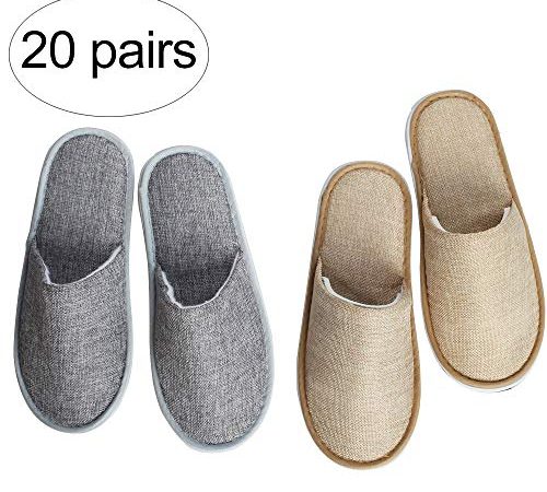 Suky&Woody Featured Individually Packed Cotton and linen for Hotel Motel Homestay Airbnb Party Spa Slipper 20 Pairs
