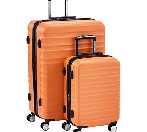 AmazonBasics Premium Hardside Spinner Suitcase Luggage with Wheels - 20-Inch, 28-Inch, Orange