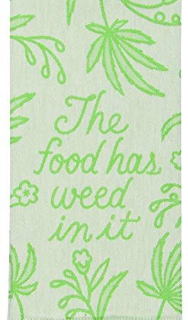 Blue Q Woven Jacquard Dish Towel, The Food Has Weed in It. Funny, Functional and Fabulous, 100% Cotton, Soft,...