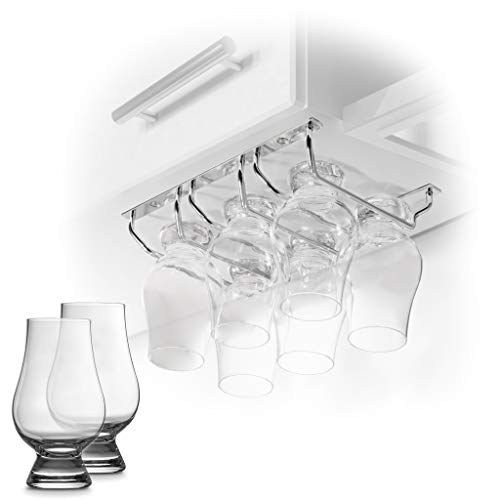 CairnCradle Whiskey Glass Rack - Under Cabinet Whisky Tasting Glasses Holder Storage Hanger Metal Organizer for Bar Kitchen...