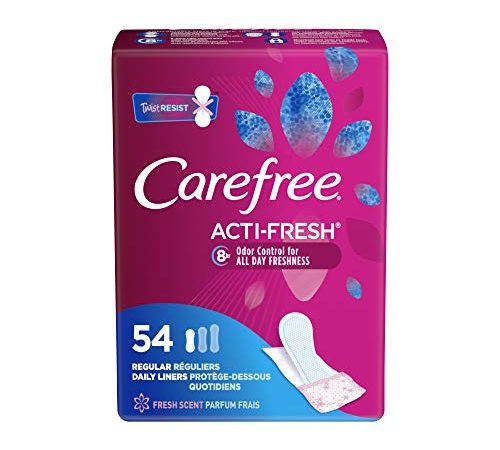 Care Free Acti-Fresh Body Shaped Regular Pantiliners, Fresh Scented, 54 Count (Pack of 1) , Package may vary