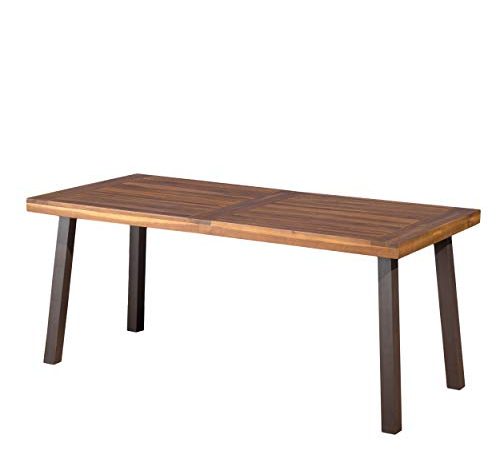 Christopher Knight Home Della Acacia Wood Dining Table, Natural Stained with Rustic Metal