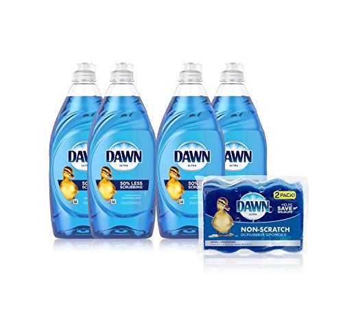 Dawn Dish Soap Ultra Dishwashing Liquid + Non-Scratch Sponges for Dishes, Original Scent, Includes 4x19oz + 2 Sponges...