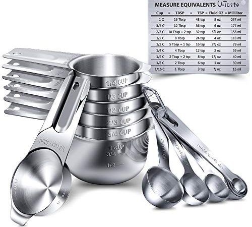 Measuring Cups, U-Taste Measuring Cups and Spoons Set of 15 in 18/8 Stainless Steel : 7 Measuring Cups and 7 Measuring Spoons...