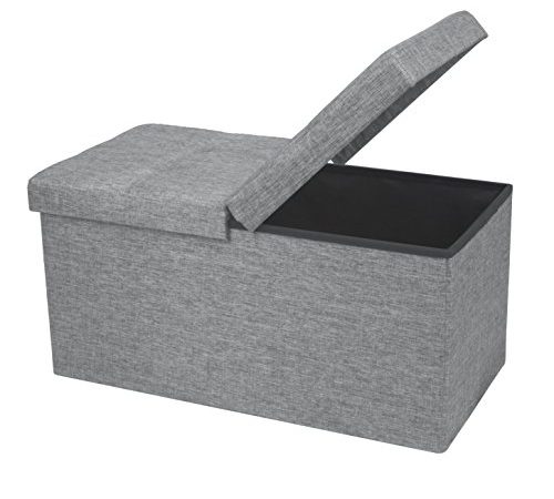 Otto & Ben Folding Toy Box Chest with Smart Lift Top Linen Fabric Ottomans Bench Foot Rest for Bedroom and Living Room,...