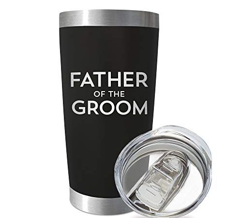 SassyCups Father of the Groom Tumbler | 20 Ounce Engraved Black Stainless Steel Insulated Travel Mug | Thank You to Grooms...