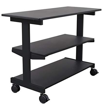 Stand Up Desk Store 3-Shelf Rolling Desk Return Side Desk Organizer and Bookcase on Wheels
