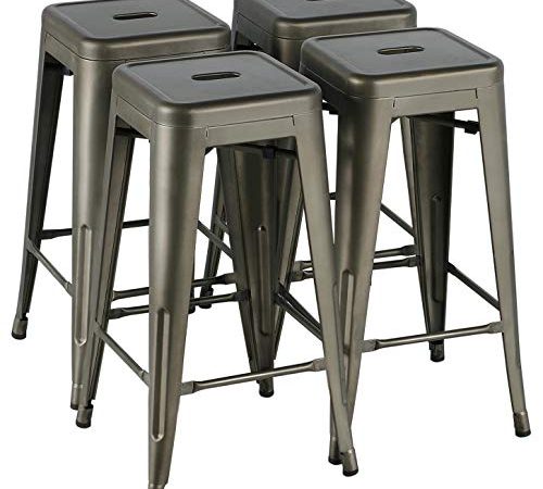 YAHEETECH 30 Inches Metal Bar Stools High Backless Stools Bar Height Stools Patio Furniture Indoor/Outdoor Stackable Kitchen...