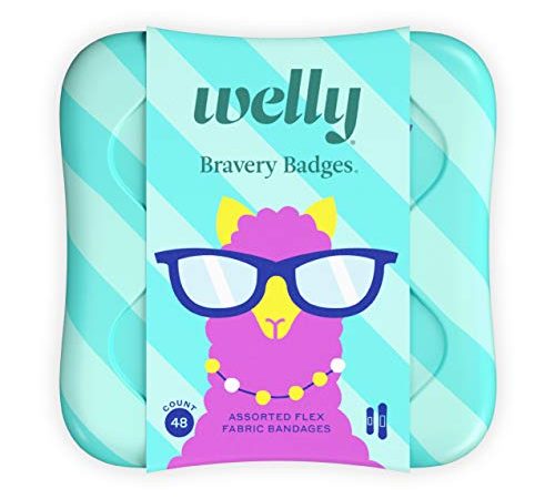 Welly Bandages - Bravery Badges, Flexible Fabric, Adhesive, Standard Shapes, Peculiar Pets - Llama, Sloth, Narwhal Patterns -...