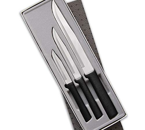 Rada Cutlery Housewarming Knife Gift Set – 3 Piece Stainless Steel Knives With Black Resin Stainless Steel Handles Made in...