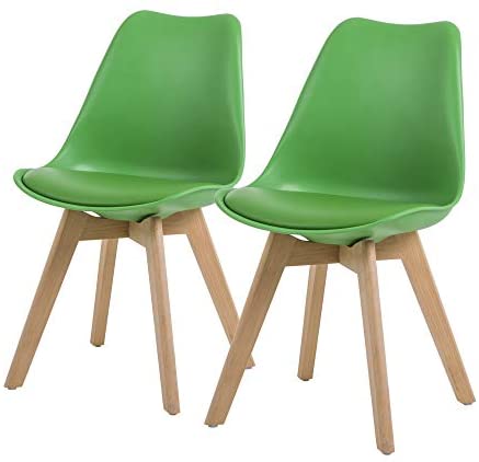 NOB Mid Century Modern Kitchen and Dining Room Chair,Set of 2(Green)