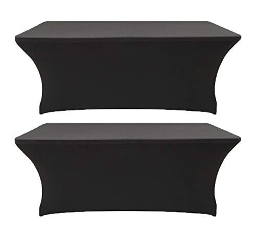2 Pack 5ft Rectangle Black Cocktail Tablecloth with Stretch Spandex Fitted Table Cover for Bar Table Wedding Table Cocktail...