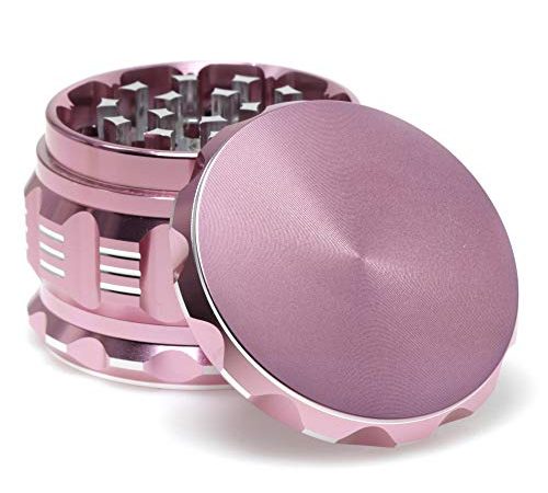 2.5 inch 4 layer aviation aluminum CNC engraving Herb grinder spice crusher (Pink)