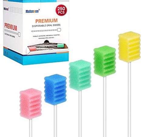 250 Pcs Oral Swabs-Unflavored & Sterile Disposable Dental Swabsticks for Mouth Cleaning- Individually Wrapped (Dental 5...