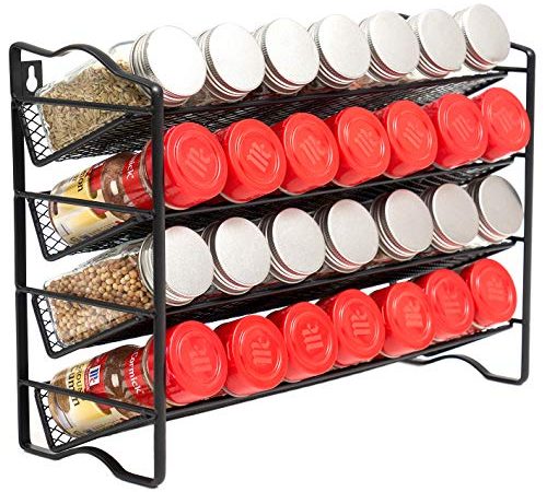 4 Tier Spice Rack Organizer Wall Mount Spice Shelf Storage Jar Stand holder, for Kitchen Cupboard Pantry Door or Countertop,...
