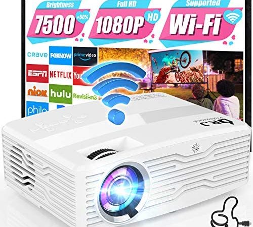 5G WiFi Projector, Full HD Native 1080P 4K Projector 7500Lumens LCD Projector for Outdoor Movies, Wireless...