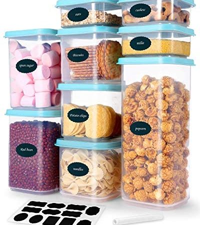 Airtight Food Storage Container Set with Lids, 9 pcs Plastic Food Container BAP Free Kitchen Pantry Organization and Storage...