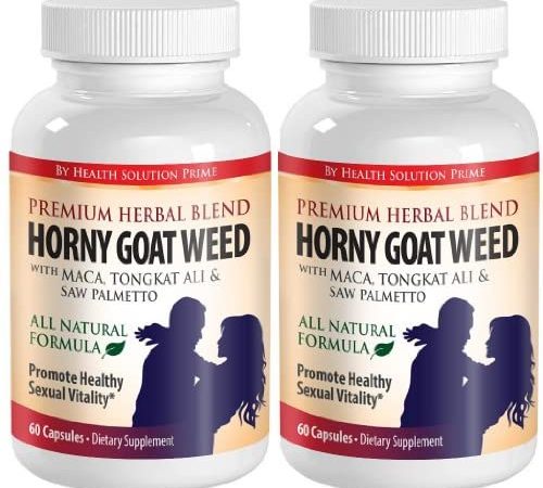 Arginine Powder - Horny Goat Weed with Maca 1000mg with Maca, Tongkat Ali, Saw Palmetto - Sexual Wellness for Men (2 Bottles...