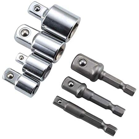 ArtisanShow 7PCS 1/4 3/8 1/2 Air Impact Socket Wrench Adapter Ratchet Drive Square Head Hexagonal Shank Extension and SDS...
