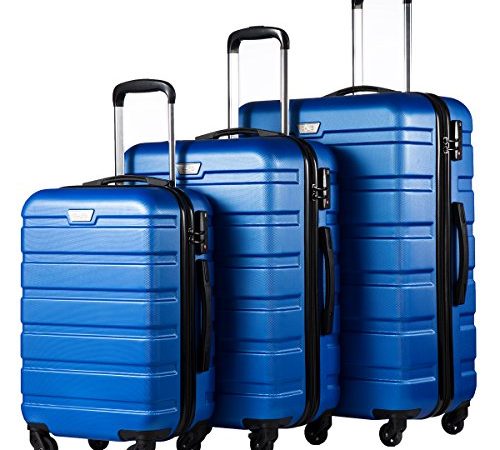 COOLIFE Luggage 3 Piece Set Suitcase Spinner Hardshell Lightweight TSA Lock (blue)