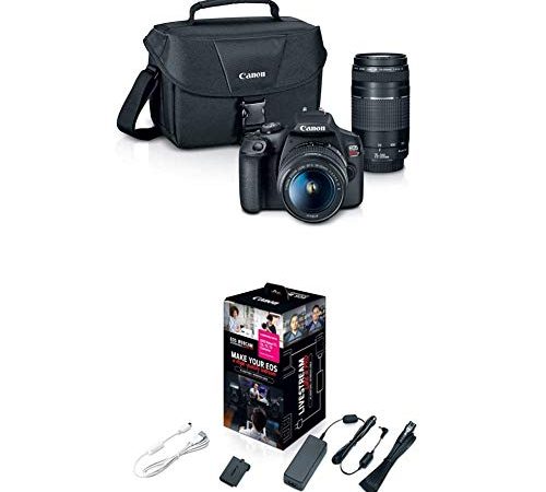 Canon EOS Rebel T7 DSLR Camera|2 Lens Kit with EF18-55mm + EF 75-300mm Lens, Black & Accessories Starter Kit for EOS Rebel T7...