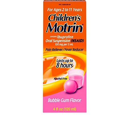 Children's Motrin Oral Suspension Medicine for Kids, 100 mg Ibuprofen, Bubblegum Flavor, 4 fl. oz