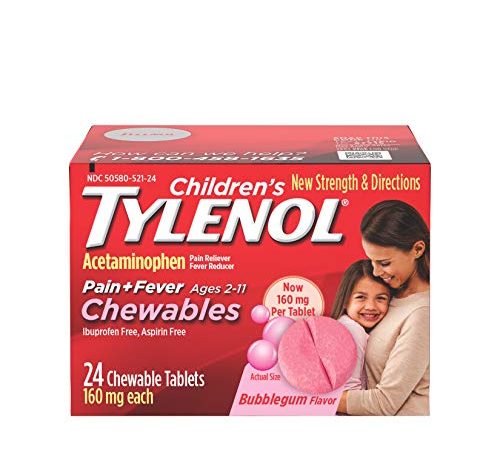 Children's Tylenol Chewables, Acetaminophen for Pain & Fever Relief, Bubble Gum, 24 ct