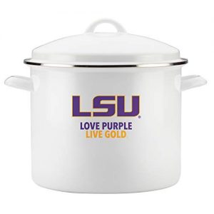 College Kitchen LSU Tigers Stock Pot/Stockpot with Lid - 12 Quart, White