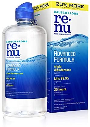Contact Lens Solution by Renu, Multi-Purpose Disinfectant, Advanced Formula Kills 99.9% of Germs, 12 Fl Oz