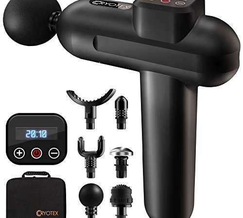 Cryotex Massage Gun – Deep Tissue Handheld Percussion Massager – Six Different Heads for Different Muscle Groups - 20 Speed...