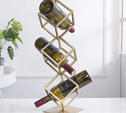 DANWJDP Metal Iron Wine Rack Ornaments, Creative Geometry Countertop Wine Storage Holder, Independent, Living Room Wine...
