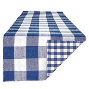 DII Gingham Check Table Runner Collection, 14x72, Navy