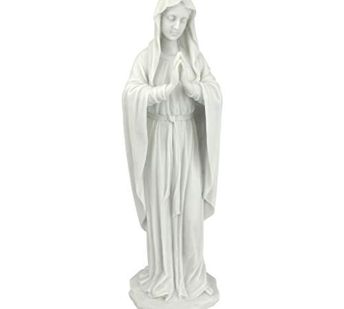 Design Toscano WU74504 Blessed Virgin Mary Statue, Small 12 Inch Figurine, Bonded Marble Polyresin, White