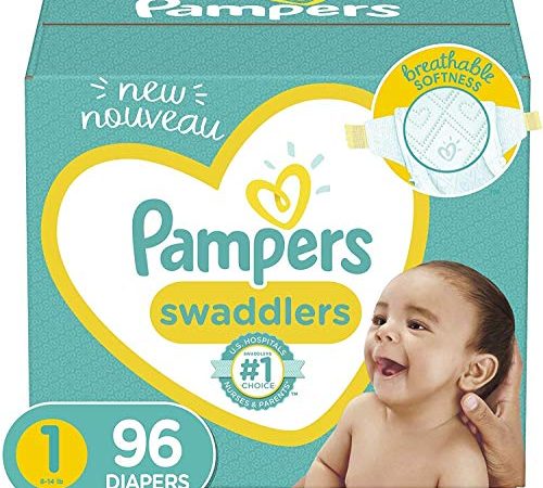 Diapers Newborn/Size 1 (8-14 lb), 96 Count - Pampers Swaddlers Disposable Baby Diapers, Super Pack