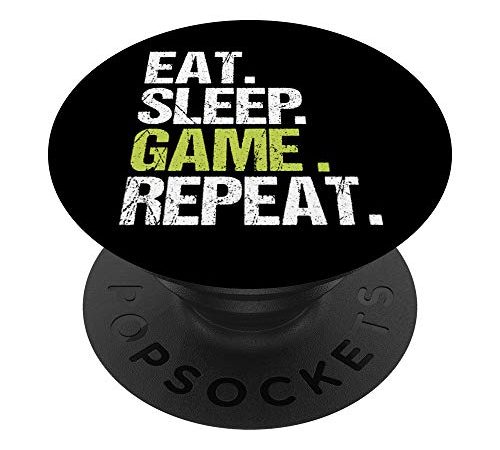 Eat Sleep Game Repeat Gamer Video Gaming Birthday Gift Boys PopSockets PopGrip: Swappable Grip for Phones & Tablets