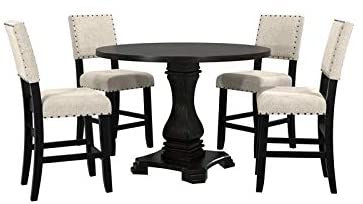 Furniture of America Kabini Wood Counter Height Dining Table in Antique Black