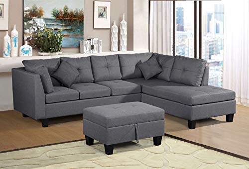 Futon Sectional Sofa Set,Modern L Shape Sleeper Couches, Microfiber Cushion Thick Foam-Filled Cushion, Rail Arm for Living...