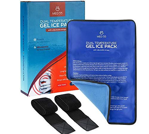 Gel Ice Pack for Injuries Reusable Gel 15"x10" + 2 Adjustable Straps | Hot & Cold Pack Compress Flexible Gel Ice Pack for...