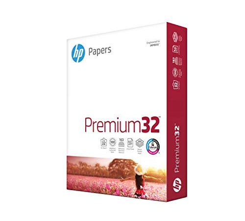 HP Paper Printer Paper 8.5x11 Premium 32 lb 1 Ream 500 Sheets 100 Bright Made in USA FSC Certified Copy Paper Compatible...