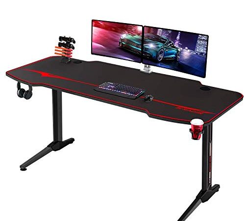 Homall Gaming Desk 55 Inch Computer Desk Racing Style Office Table Gamer Pc Workstation T Shaped Game Station with Free Mouse...