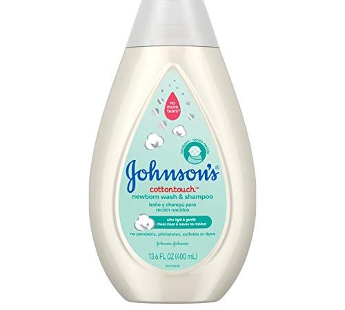 Johnson's CottonTouch Newborn Baby Wash & Shampoo with No More Tears, Sulfate-, Paraben- Free for Sensitive Skin, Made with...