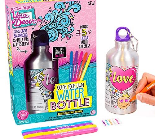 Just My Style Your Decor Color Your Own Water Bottle By Horizon Group Usa, DIY Bottle Coloring Craft Kit, BPA Free Aluminum...
