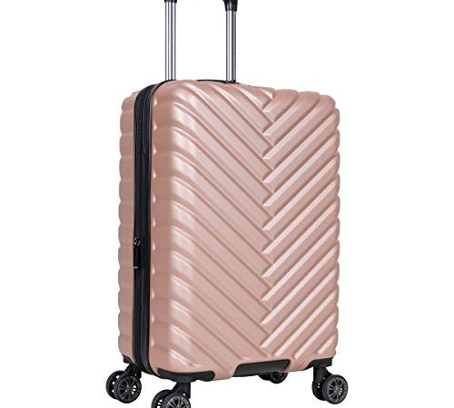 Kenneth Cole Reaction Women's Madison Square Hardside Chevron Expandable Luggage, Rose Gold, 20-Inch Carry On