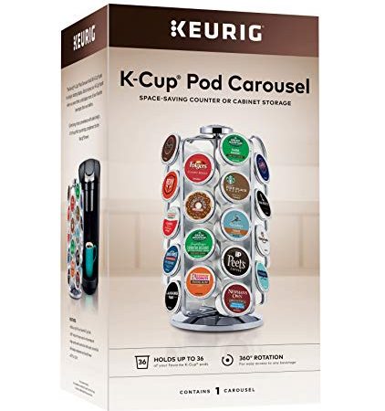 Keurig Storage Carousel, Coffee Pod Storage, Holds up to 36 Keurig K-Cup Pods, Silver