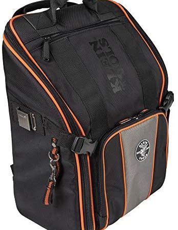 Klein Tools 55655 Tool Bag Backpack, Tradesman Pro Tool Station with 21 Pockets and Large Interior, Includes Flashlight with...